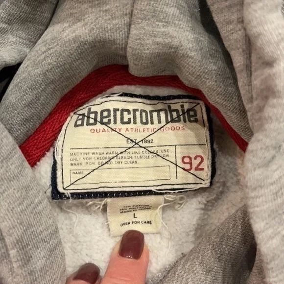 ABERCROMBIE & FITCH Kids Grey Vintage Basketball Hoodie Size Large - Picture 4 of 4